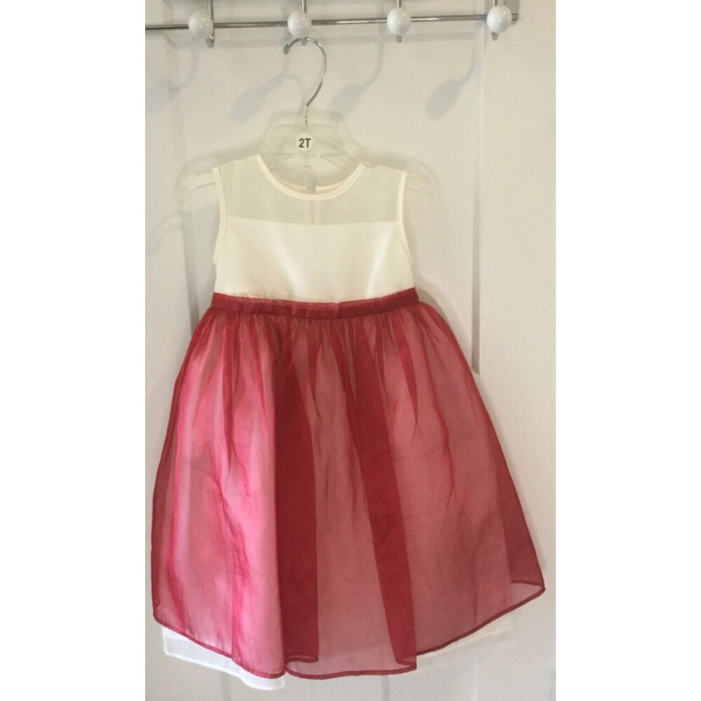 David's Bridal Formal Flower Girl Dress~Wedding~Red/White~Little Girl's size 2T